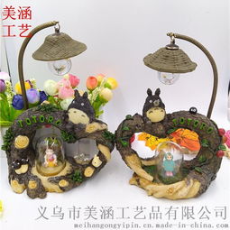 美涵廠家直銷 創意日式Zakka風龍貓小夜燈，精美樹脂工藝品，理想學生禮品